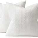 MIULEE Decorative Throw Pillow Covers Set of 2 Super Soft Modern Stretchy Embossed Patterned Cushion Covers for Spring Farmhouse Couch Sofa Livingroom Bed, White 20x20 inch