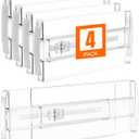 4 Pack Drawer Dividers for Clothes, 4" High 10"-17" Adjustable Drawer Dividers Expandable Dresser Drawer Organizers, Clear Drawer Separators for Clothes, Underwear, Baby Clothes, Cosmetic, Toiletries