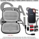 Hard Case for SanDisk Extreme Portable SSD 500GB 1TB 2TB 4TB 8TB External Solid State Drive Case -Custom-Insert Shockproof Protective Storage Travel Bag for SSD Sd Card Holder (Gray)