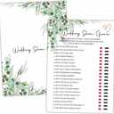 Bridal Shower Party Games, Wedding Shoe Game Minimalist Wedding Shower Game for Adults, 25 Eucalyptus Greenery Engagement Party Games Cards (5" X 7"), Bachelorette Party Supplies Decorations -07