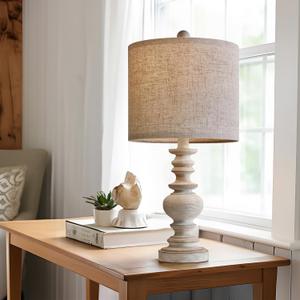BOBOMOMO Tradition 20" Rustic Single Table Lamp for Living Room Bedroom Bedside Desk Lamps Bedroom Nightstand Vintage Lamps Linen,Suitable for Decorating Small Areas (1 Pack)