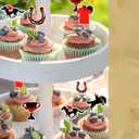 50 Pcs Horse Cake Topper Derby Party Cupcake Toppers Bulk Horse Race Party Supplies Equestrian Cocktail Appetizer Decorations Cupcake Picks for Derby Theme Birthday Supplies