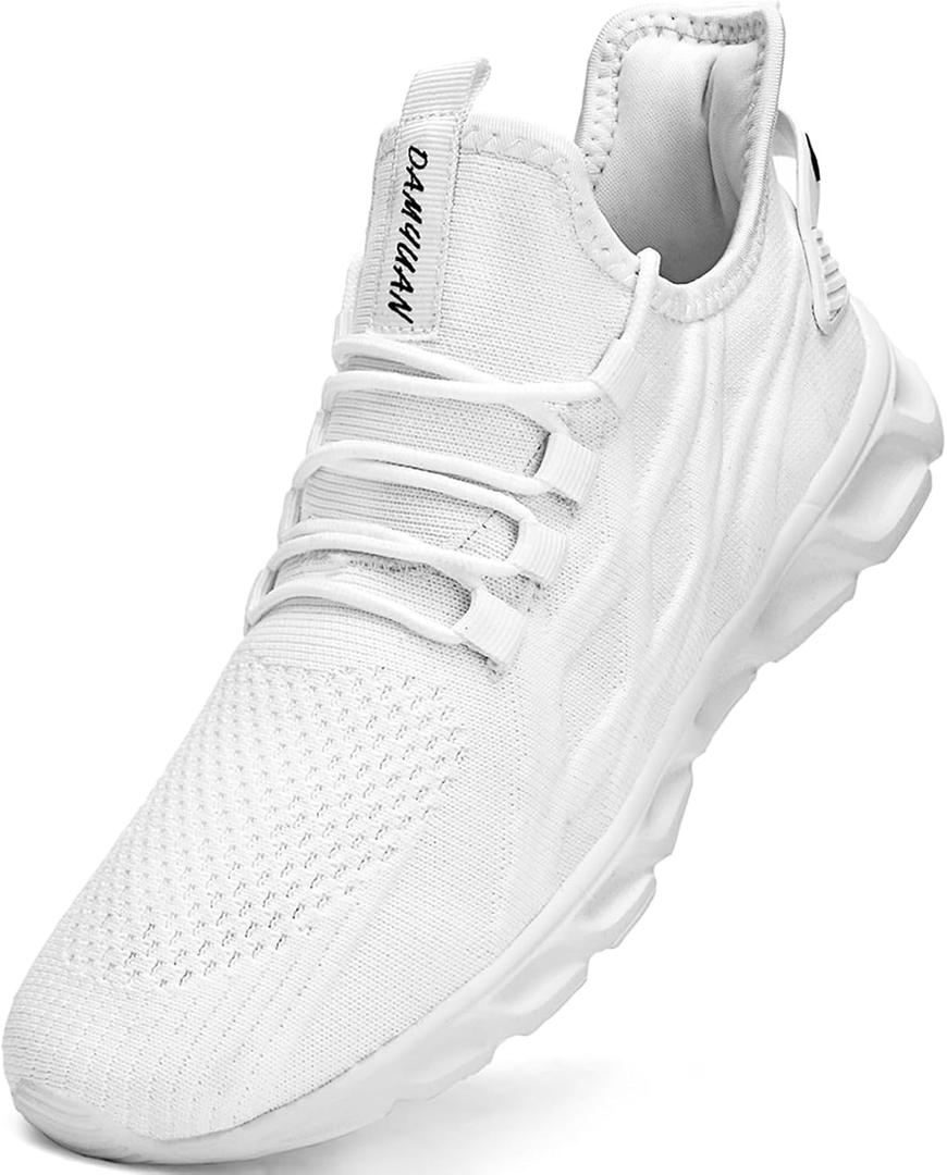 Sneakers for Men Running Casual Lightweight Tennis Shoes Walking Athletic Gym Workout Shoes Summer (9.5, White)
