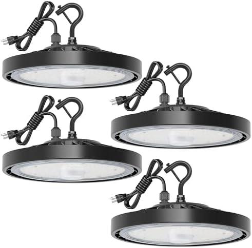 Eilpass 4 Pack LED Shop Lights 150W 24,000LM 5000K Super Bright High Bay Shop Lights with US Cable Plug in for Garage Workshop Warehouse Factory Barn