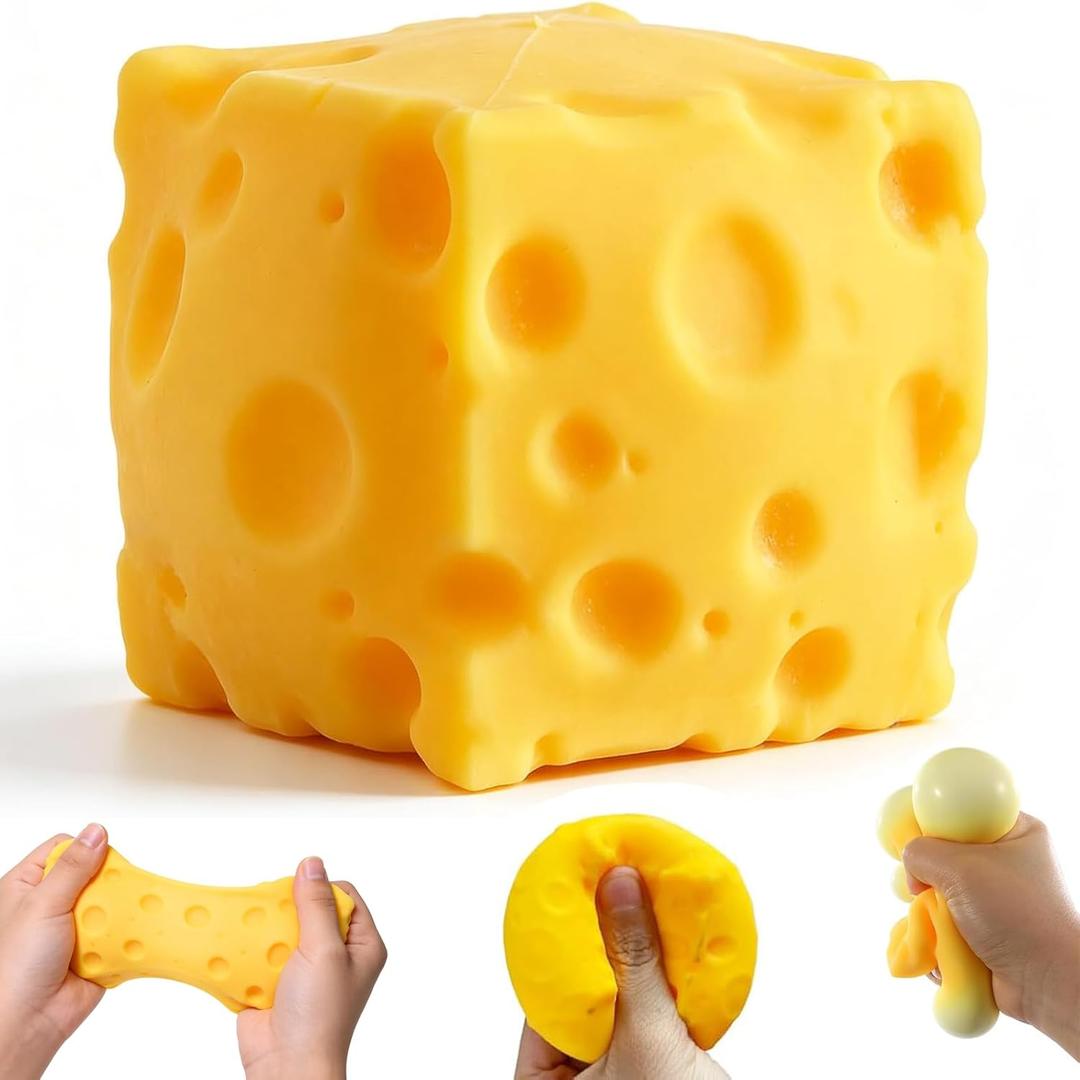 Cheese Squishy,Soft Squishy Cheese Block Squeeze Fidget Toy, Mini Stress Relief Sensory Toy - Fidget Novelty Toy and Gift for Kids and Adults