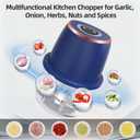 Electric Garlic Chopper, Mini Food Processor & Vegetable Chopper, 350ml Portable Cordless USB Rechargeable Garlic Chopper, Powerful Chopper for Onion, Herb, Nut, Easy to Clean Glass ContainerBlue