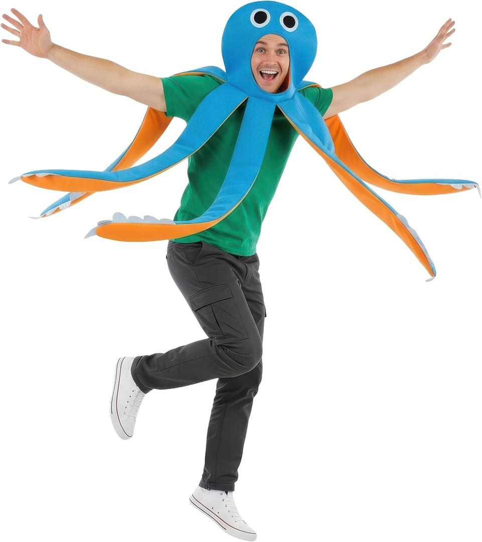 fun shack Adult Octopus Costume, Sea Creature Costume, Under The Sea Costumes, Halloween Costumes for Men