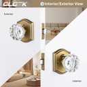 Glass Door Knobs Interior, Vintage Style Privacy Crystal Door Knobs with Lock, Antique Brass Door Knobs for Bedroom Bathroom, Push Pin Button Inside Lock, 1 Pack