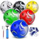 DHYLRICHER 6 Pack Size 4 Soccer Balls for Training & Matches – Official Size & Weight, Includes Carry Net, Needles, Air Pump – Ideal for Adult Players(Size 4)