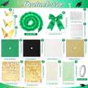 Wavwavw 30 Pcs DIY Graduation Cap Decorations Kit Grad Hats Decor Included 3D Artificial Butterfly Bow Glitter Paper Plush Alphabet Letter Stickers for 2026 DIY Grad Cap Decorations(Green)