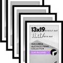 Americanflat 13x19 Picture Frame with Polished Plexiglass - Set of 5 - Use as 11x17 Frame with Mat - Galleria Collection - Picture Frames for Wall Display - Black