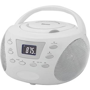 HANNLOMAX HX-332CD Portable CD Boombox, PLL FM Radio, Bluetooth, LCD Display, Aux-in, AC/DC Dual Power Source (White)