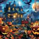 Nattork Jigsaw Puzzle 1000 Pieces for Adults, Halloween Haunted House, Challenging Adult Puzzles for Halloween Decor & Gift