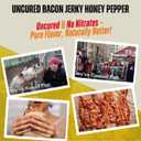 Pork Barrel BBQ Honey Pepper Bacon Jerky - Uncured Snacks, Slow Cooked Bacon, Nitrate and Nitrite Free, Gluten Free Protein Snack, 2 oz - Pack of 3