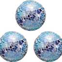 uxcell 3Pcs Decorative Glass Balls 2.36 Inch Orbs Centerpiece Balls Mosaic Glass Ball Sphere for Decor Bowls Vases Dining Table Party, Bright Blue