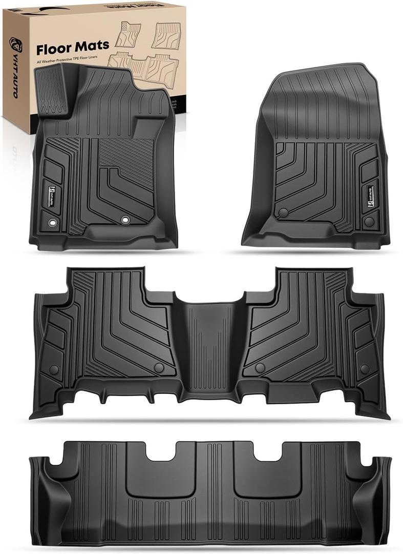 YHTAUTO Floor Mats Fit Lexus GX460 2010-2018, Toyota Land Cruiser Prado J150 2010-2020, TPE All Weather Car Mats Waterproof Anti-Slip Odorless Floor Liner, Front & 2nd Row Liner Set of 4