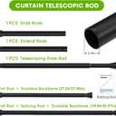 Tension Rods for Windows 28 to 48 Inch Black Curtain Rods no Drilling Tension Curtain Rod Adjustable Curtain Rods Expandable Pressure Spring Tension rod for Closet, Doorway