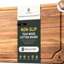 Teak Wood Cutting Board for Kitchen 13inch Charcuterie Board Serving Heavy Duty Non Toxic Slip Over Sink Solid Thick Haus Wooden Chopping Board Large Big Small Meat Best Kitchen Essential Gift