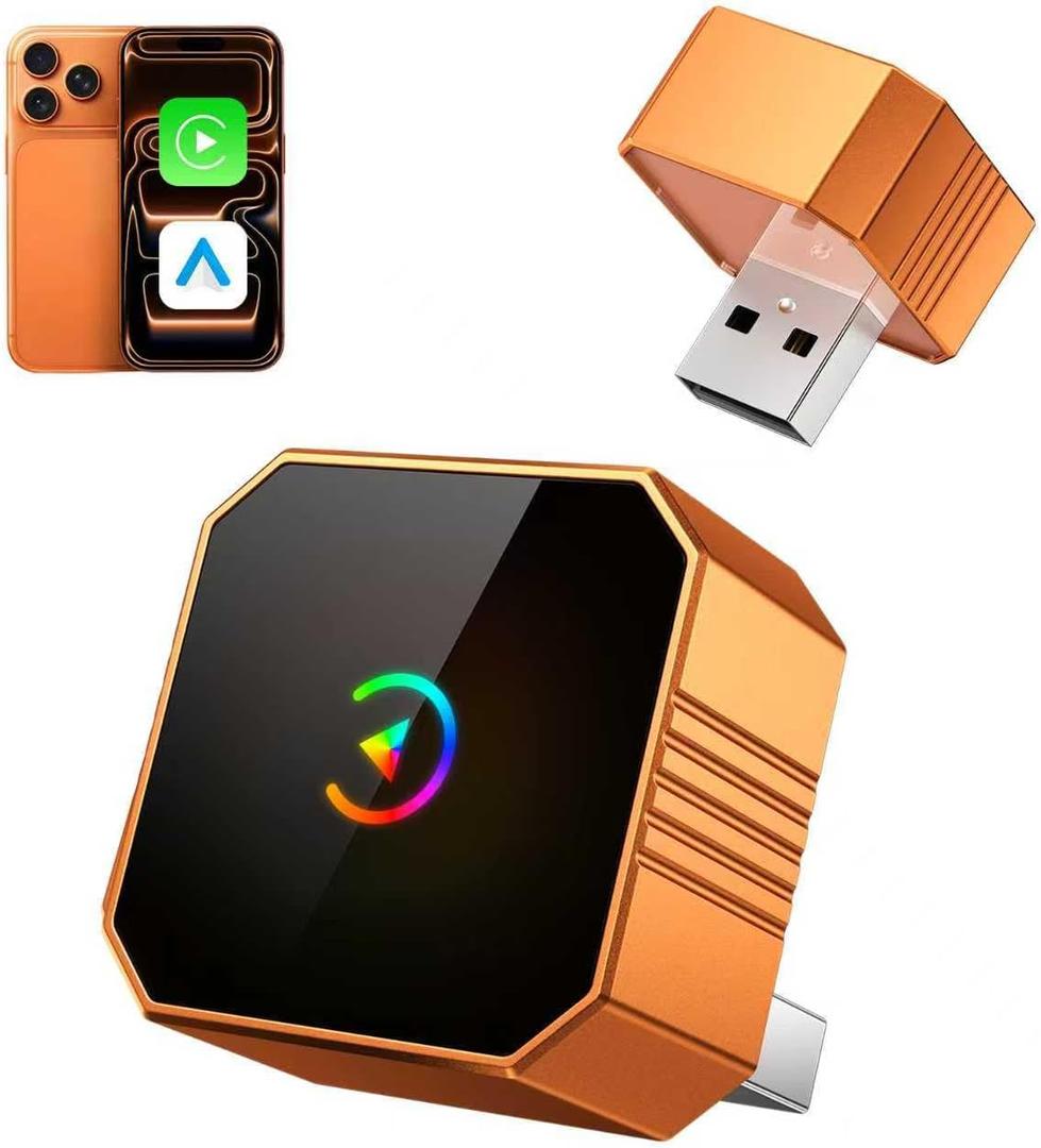 2026 Wireless CarPlay Adapter for iPhone & Android Wired to Wireless CarPlay & Android Auto Plug and Play Fast Auto Reconnect Stable Control Compatible for iOS 10+ & Android11+ Subwoofers