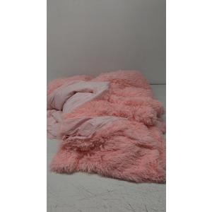 WINLIFE Faux Fur Comforter Set Full Size Pink 3Pcs Long Hair Shaggy Furry Plush Fluffy Bedding for Girls Teen on Winter, Soft Warm Cozy Bed Set for All Season (1 Comforter, 2 Pillowcases)