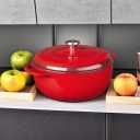 Lodge Essential Enamel Cast Iron Dutch Oven with Lid 7.5 Quart - Oven-Safe Enamel Cookware up to 500 F - Heat-Retaining Braising & Roasting Pot - Non-Toxic Cookware - Island Spice Red