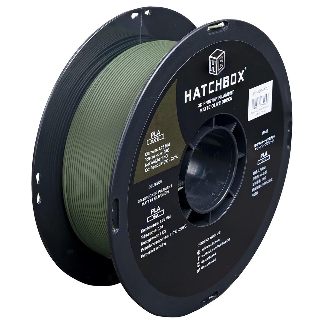 HATCHBOX Matte PLA 3D Printer Filament, Dimensional Accuracy +/- 0.03 mm, 1 kg Spool, 1.75 mm, Olive Green