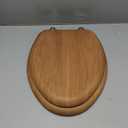 Mayfair Natural Oak Veneer Toilet Seat with Chrome Hinges, Elongated, Wood