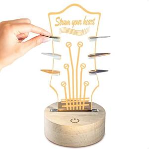 LGVOA Light Up Guitar Pick Holder, Personalized Guitar Picks Display Holder with Wooden Base, Adjustable Brightness, Gift for Music Lovers & Guitar Players