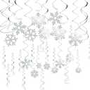 Sustainable Greetings Juvale Christmas Snowflake Swirl Decorations for Holiday Party Decor (Silver, 30 Pack) - Hanging Snowflake Decorations - Silver Party, set of 3 pack
