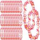 Jexine 50 Counts Hawaiian Leis Necklace Tropical Flower Leis for Luau Party Artificial Flowers Neck Loop for Decoration Beach Birthday Wedding Dance Garland Headbands (Pink)