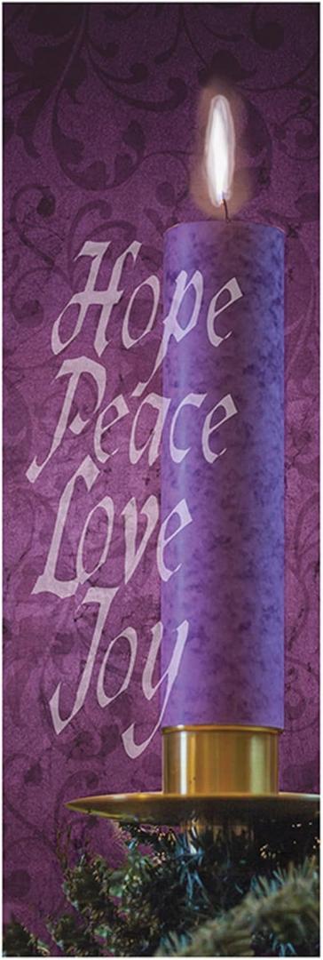 Christian Brands Celebration Banner – Jacquard “Hope Peace and Love” Church Banner, 2' x 6'
