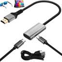 HDMI Male to USB C Female Adapter 4K@60Hz for AR Glasses, Unidirectional HDMI Source to Type C Display with Charging Port for Portable Monitor from PS5/4,Xbox,Switch, PC, Steam, Power Cable Included