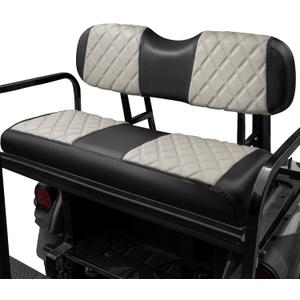 NOKINS Golf Cart Diamond Vinyl Leather Seat Covers, Fit Club Car Precedent DS EZGO RXV TXT Yamaha Drive OEM Ordinary Rear Seat Cushion, No Stapler, Multiple Colors and Breathable (Oyster Gray&Black)