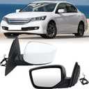 Left Driver Side Mirror Compatible with Honda Accord Sedan/Coupe 2013 2014 2015 2016 2017 Power Glass Manual Folding Non-Heated Door View Mirrors Replace #76258T2FA11 3 Pins Paintable (White)