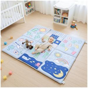 TODALE Foldable Baby Play Mat 50x50 Inch - Thick Padded Floor Mat for Crawling and Tummy Time - Non-Slip, Waterproof Portable Activity Mat for Playpens, Hard Floors & Travel - Animal & Number Patterns