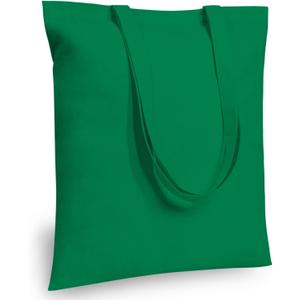 TOPDesign 24-Pack Economical 16"x15" Kelly Green Cotton Tote Bag, Lightweight Medium Reusable Grocery Shopping Cloth Bags, Suitable for DIY, Advertising, Promotion, Gift, Activity