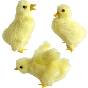 Pack of 3 Realistic Yellow Baby Duck Figurines - Lifelike Plush Ducklings Spring Duckies Farm Animal Easter Decoration Barnyard Ornaments Photo Props