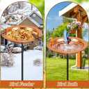 Metal Bird Bath Outdoor, Hand-Hammered Birdbath Bowl with Stake, Standing Birdbaths for Garden Yard, 5-Prong