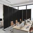 C-Hopetree 8 Panels Room Divider, 6 Ft Tall Indoor Folding Privacy Screen, Portable Partition Separator, Freestanding Separation Temporary Wall for Office, Bedroom, 160" W X 71" H, Black