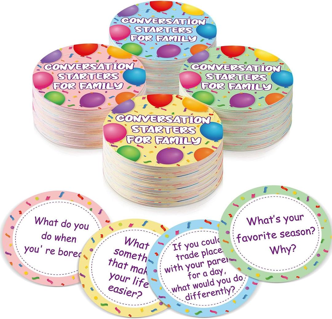 Pasimy 100 Pcs Family Conversation Cards Bulk Kids Question Card Games Fun Conversation Starters Cards Game for Kid Adult Family Road Trips Build Parent Child Relationship