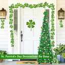 Timer & Shamrock - St Patricks Day Decorations, 5Ft Lighted St Patricks Day Tree with 50 LED Warm Lights 12 Balls Ornaments Battery Operated Pop Up Tinsel Collapsible Tree for Home Porch Office Party