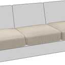 PrinceDeco Stretch T Cushion Sofa Slipcovers Jacquard 3 Piece Sofa Cushion Covers for 3 Cushion Couch Sofa Seat Cushion Covers with Elastic Bottom for Kids,Dog,Small Checked Pattern,Island Fossi