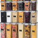 Freshware Kitchen Storage Containers with Lids, 48 PCS Airtight Food Storage Containers, Plastic Kitchen Containers, Pantry Containers for Cereal, Dry Food, Includes Labels, Marker & Measuring Spoons