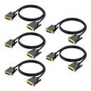 DVI to DVI Cable 6 Feet 5-Pack, DVI to DIV-D 24+1 Dual Link Cable Male to Male Cord Support Video for Gaming, DVD, Laptops, HDTV and Projector and More(1.8M, Black)