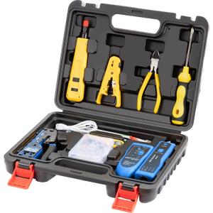 Network Tool kit, Cat6 Cat5e Cat5 Crimping Tool RJ45 Crimp Tool kit, Pass Through rj45 Crimper, Wire Tracker, 110/88 Punchdown Tool, Cat6 Pass Through Connectors