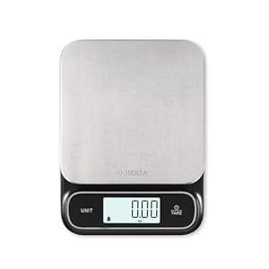 BOMATA Waterproof IPX6 Kitchen Scale, 0.1 g/0.01 oz High Precision, 5 kg/11 lbs, Digital Scale with Backlight, Stainless Steel Weighing Platform, for Food, Cooking, Baking, Weight Loss.. B619, Black