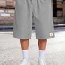 Heyfanee Mens Long Baggy Shorts Below Knee Loose Fit Corduroy Shorts for Skateboard Hip Hop (Gray)