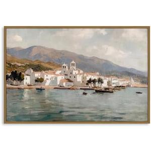 XMMPOT Vintage Coastal Canvas Wall Art: Framed Wall Art for Living Room- Antique Seascape Scenery Bathroom Wall Decor Prints 16"x24"