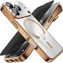 Misscase for iPhone 17 Pro Max Case with Privacy Screen Protector,[Camera Lens Protector] Clear Magnetic Luxury Plating Compatible with MagSafe Elegant Anti-Scratch Case 6.9 inch Gold