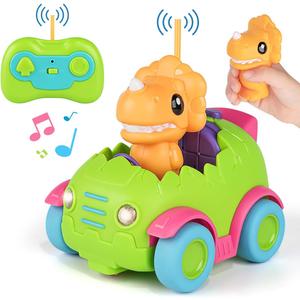 Nueplay Remote Control Car for Toddler Age 2 3 4 5, Electric RC Toys with Light & Music, Toddler Dinosaur Toys, Dino Figures Truck Race Vehicles, Christmas Birthday Gift for Boys & Girls
